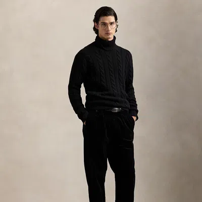 Polo Ralph Lauren Cable-knit Wool-cashmere Sweater In Black