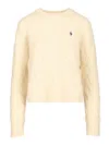 Polo Ralph Lauren Cable-knit Wool-cashmere Sweater Sweatshirts White In Neutral