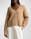Polo Ralph Lauren Cable-knit Wool-cashmere V-neck Sweater In Collection Camel Melange