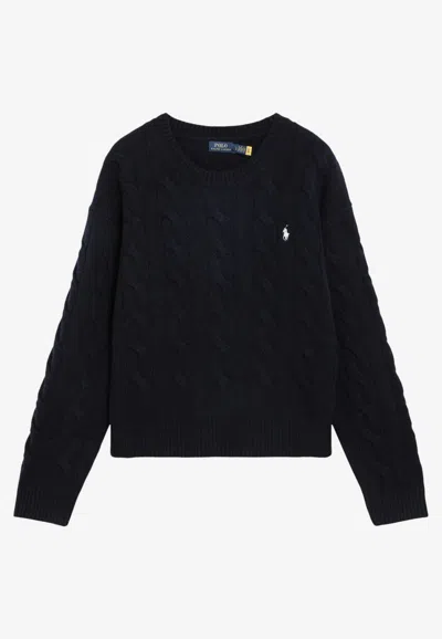 Polo Ralph Lauren Cable Knit Wool Sweater In Navy