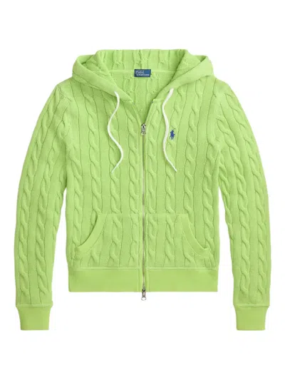 Polo Ralph Lauren Cable-knit Zip-up Hoodie In Green