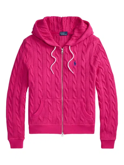 Polo Ralph Lauren Long Sleeves Full Zip Sweatshirt In Pink