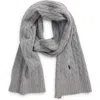 Polo Ralph Lauren Cable Merino Wool Blend Scarf In Andover Heather