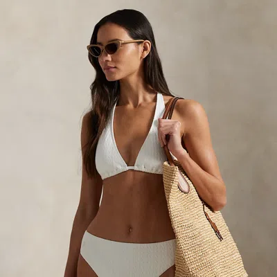 Polo Ralph Lauren Cable-motif High-rise Bikini Bottom In Warm White
