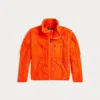 Polo Ralph Lauren Cable-motif Teddy Fleece Hybrid Jacket In Dusk Orange/travel Blue