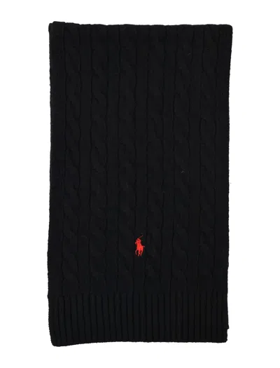 Polo Ralph Lauren Cable Scarf In Black