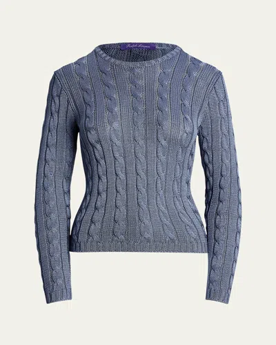 Polo Ralph Lauren Cable Silk Sweater In Blue