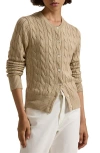 Polo Ralph Lauren Cable Stitch Cotton Cardigan In Light Saddle Heather