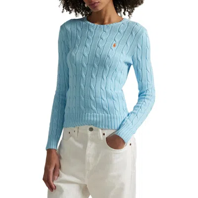 Polo Ralph Lauren Cable Stitch Cotton Crewneck Sweater In Blue