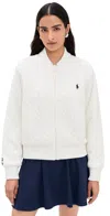 Polo Ralph Lauren Cable Stitch Hybrid Baseball Jacket Antique White In Neutral