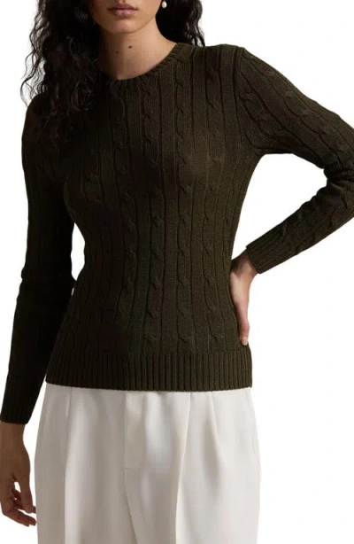 Polo Ralph Lauren Cable-knit Cotton-blend Crewneck Sweater In Canopy Olive