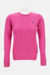 Polo Ralph Lauren Cable Knit Sweater With Round Neckline And Long Sleeves In Pink
