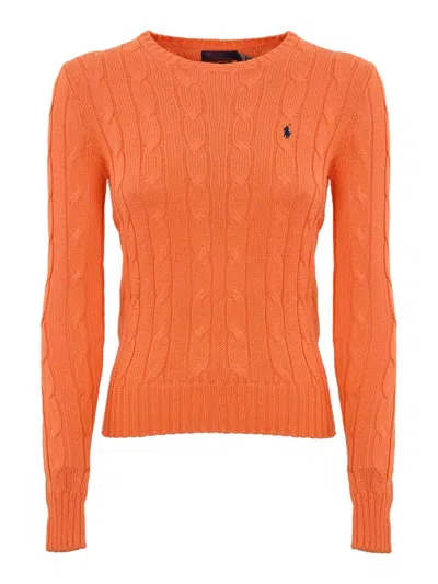 Polo Ralph Lauren Cable Sweater With Logo In Orange