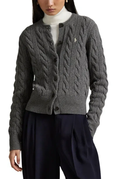 Polo Ralph Lauren Cable Wool & Cashmere Cardigan In Gray