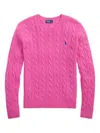 Polo Ralph Lauren Cable Knit Sweater With Round Neckline And Long Sleeves In Pink