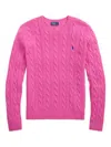 Polo Ralph Lauren Cable Knit Sweater With Round Neckline And Long Sleeves In Pink