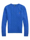 Polo Ralph Lauren Blu Porto Melange Wool And Cashmere Braided Sweater In Blue