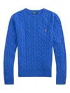 Polo Ralph Lauren Blu Porto Melange Wool And Cashmere Braided Sweater In Blue