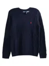 Polo Ralph Lauren Julianna Cotton Cable Crew Neck Sweater In Blue