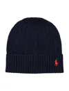 Polo Ralph Lauren Womens Hunter Navy Cable Knitted Wool And Cashmere Beanie In Brown