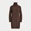 Polo Ralph Lauren Cable Wool-cashmere Roll Neck Dress In Brown
