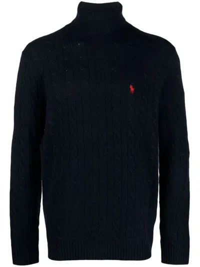 Polo Ralph Lauren Dolcevita In Cashmere E Lana A Trecce In Blue