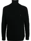 Polo Ralph Lauren Cable Knit Black Turtleneck Sweater With Embroidered Logo In Black