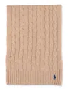 Polo Ralph Lauren Polo Cable Wool-cashmere Scarf In Brown