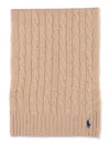 Polo Ralph Lauren Polo Cable Wool-cashmere Scarf In Brown