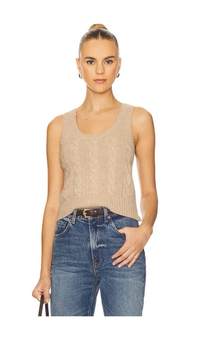 Polo Ralph Lauren Cable Wool Cashmere Sleeveless Sweater In Brown