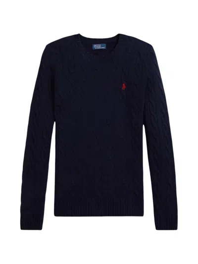 Polo Ralph Lauren Cable Wool-cashmere Crewneck Jumper In Blue
