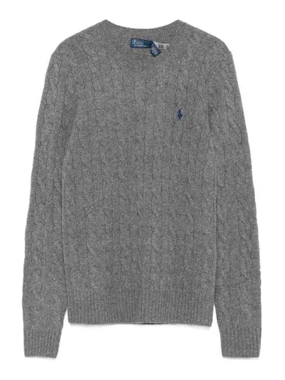 Polo Ralph Lauren Cable Wool-cashmere Crewneck Jumper In Grey