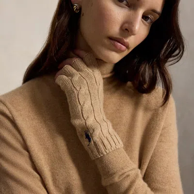 Polo Ralph Lauren Cable Wool-cashmere Fingerless Gloves In Camel