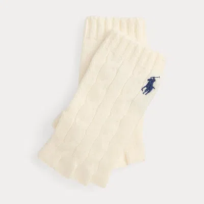 Polo Ralph Lauren Cable Wool-cashmere Fingerless Gloves In Cream