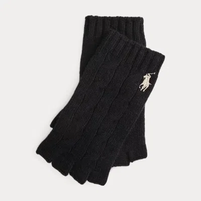 Polo Ralph Lauren Cable Wool-cashmere Fingerless Gloves In Polo Black