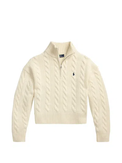 Polo Ralph Lauren Cable Wool-cashmere Half-zip Sweater In Neutral