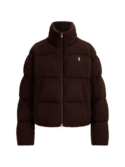Polo Ralph Lauren Cable Wool-cashmere Puffer Jacket In Black