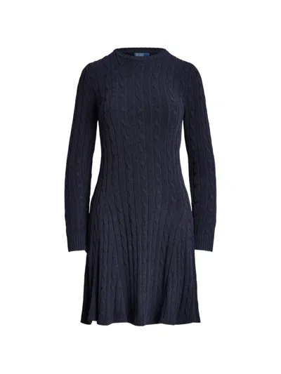 Polo Ralph Lauren Cable-knit A-line Dress In Blue