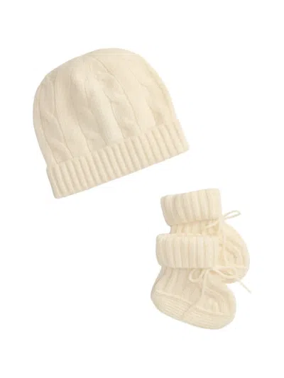 Polo Ralph Lauren Babies' Cable-knit Beanie Bootie Set In Neutral