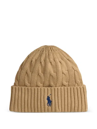 Polo Ralph Lauren Cable-knit Beanie Hat In Brown