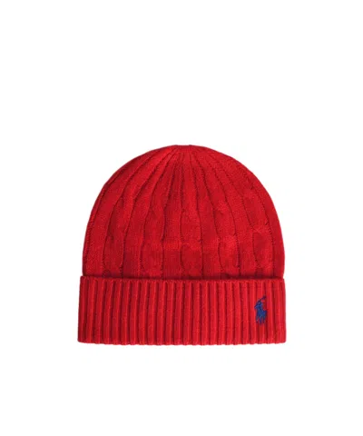 Polo Ralph Lauren Cable-knit Wool And Cashmere Beanie Accessories In Red