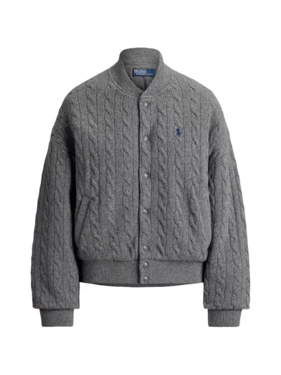 Polo Ralph Lauren Padded Cable Knit Bomber Jacket In Pattern