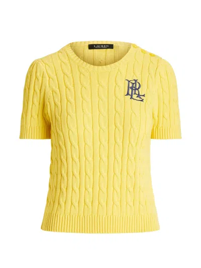 Polo Ralph Lauren Cable-knit Button Sweater In Yellow