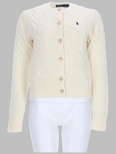 Polo Ralph Lauren Cable-knit Button-front Cardigan Sweater In White