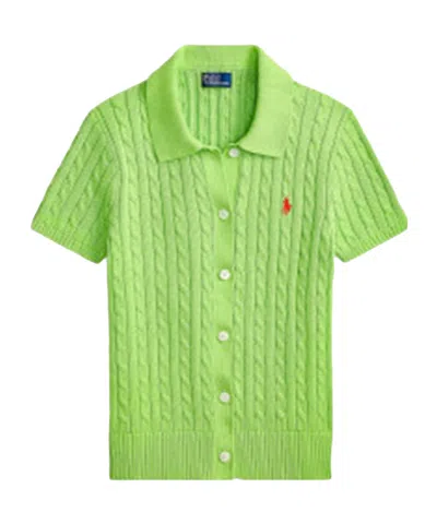 Polo Ralph Lauren Cable-knit Button-up Cardigan In Green