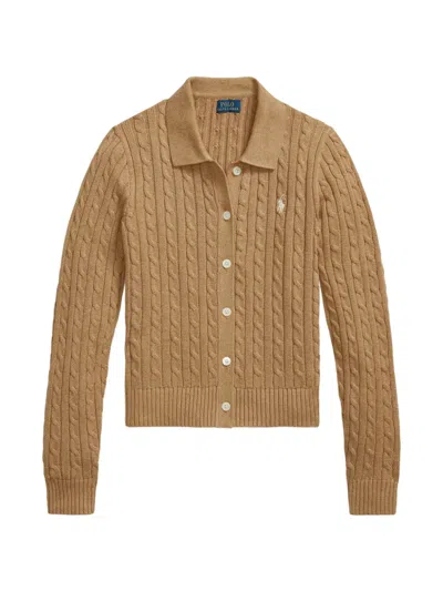 Polo Ralph Lauren Cable-knit Cardigan In Brown