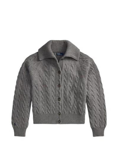 Polo Ralph Lauren Cable-knit Cardigan In Gray