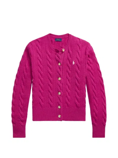 Polo Ralph Lauren Cable-knit Cardigan In Purple
