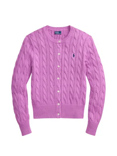 Polo Ralph Lauren Cable-knit Cardigan In Purple