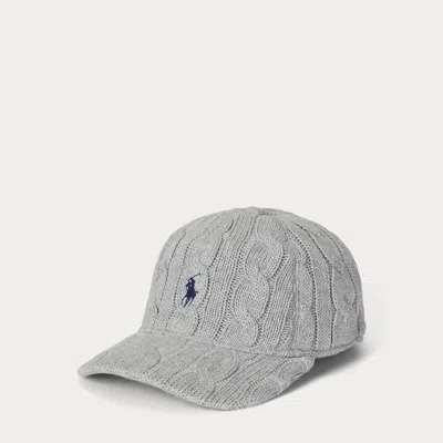 Polo Ralph Lauren Cable-knit Cotton Ball Cap In Grey Heather